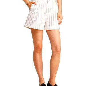 Mod Ref 100% Linen & cotton short ivory Pleated casual boho minimalist S.